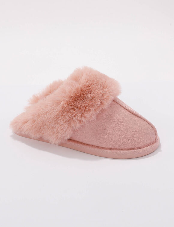 Chaussons mules col fourré (rose) Chaussons mules col fourré (rose)